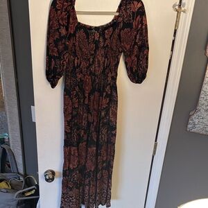 Angie Black and Red Long Sleeve Floral Dress